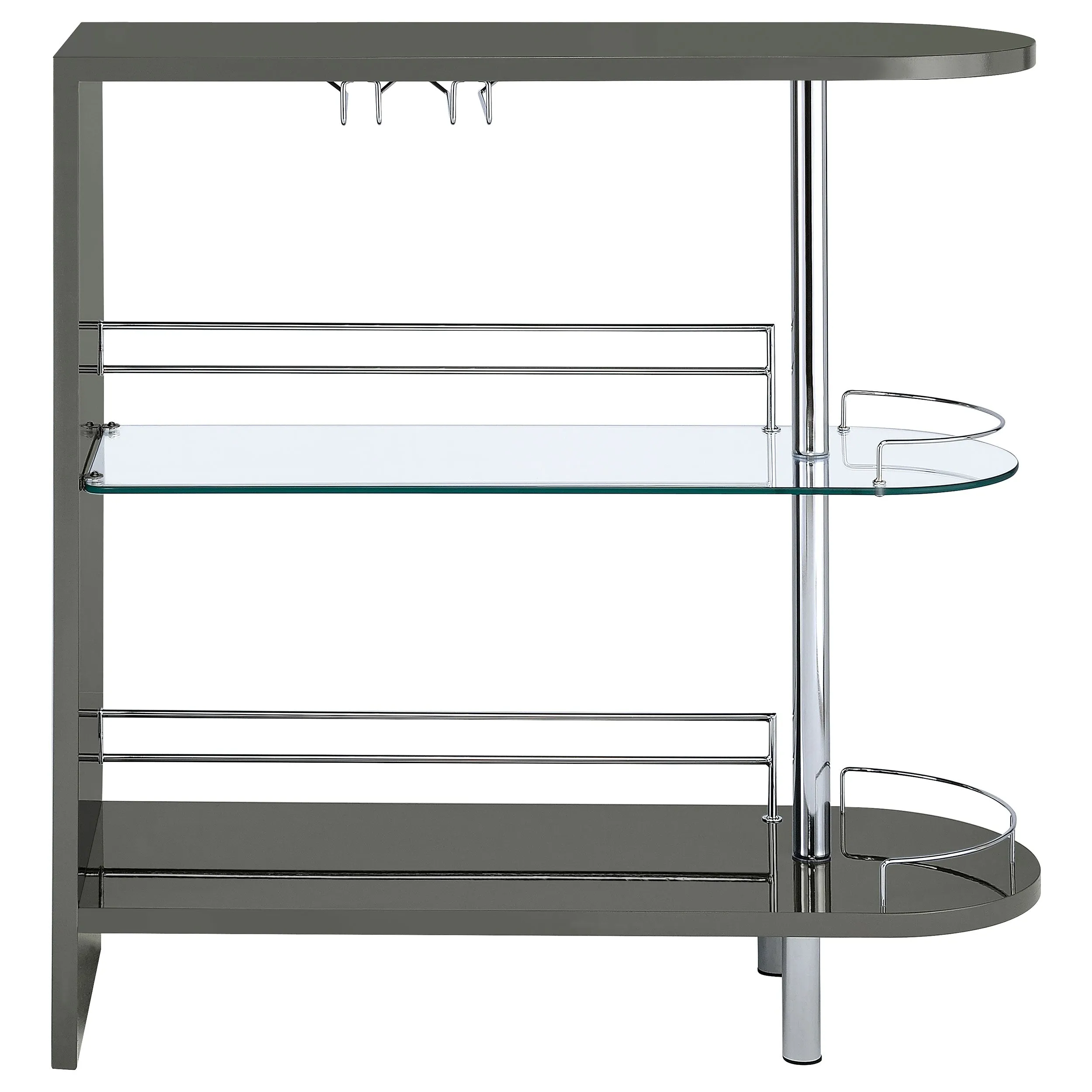 Adolfo Rectangular 2-tier Home Bar Table Grey High Gloss