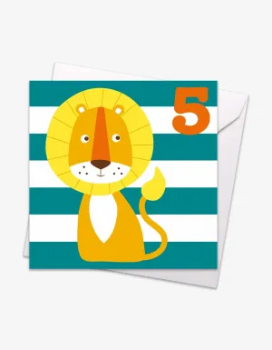 Age 5 Lion Birthday Card