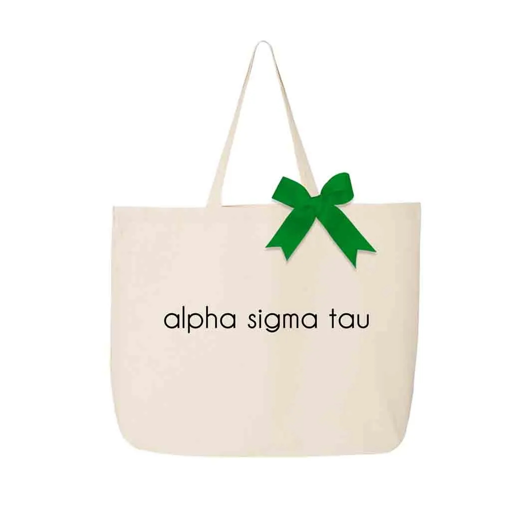 Alpha Sigma Tau Tote Bag with Bow in Sorority Color