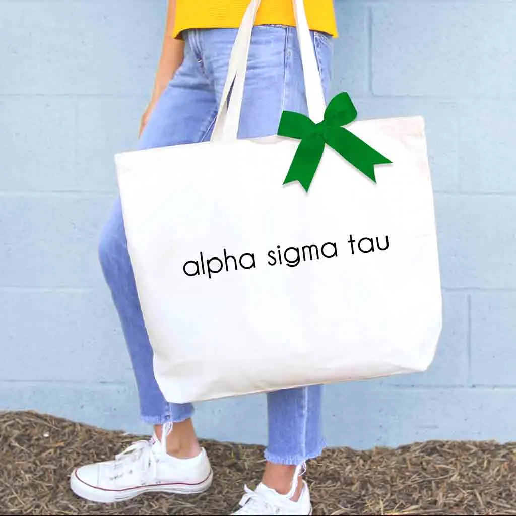 Alpha Sigma Tau Tote Bag with Bow in Sorority Color