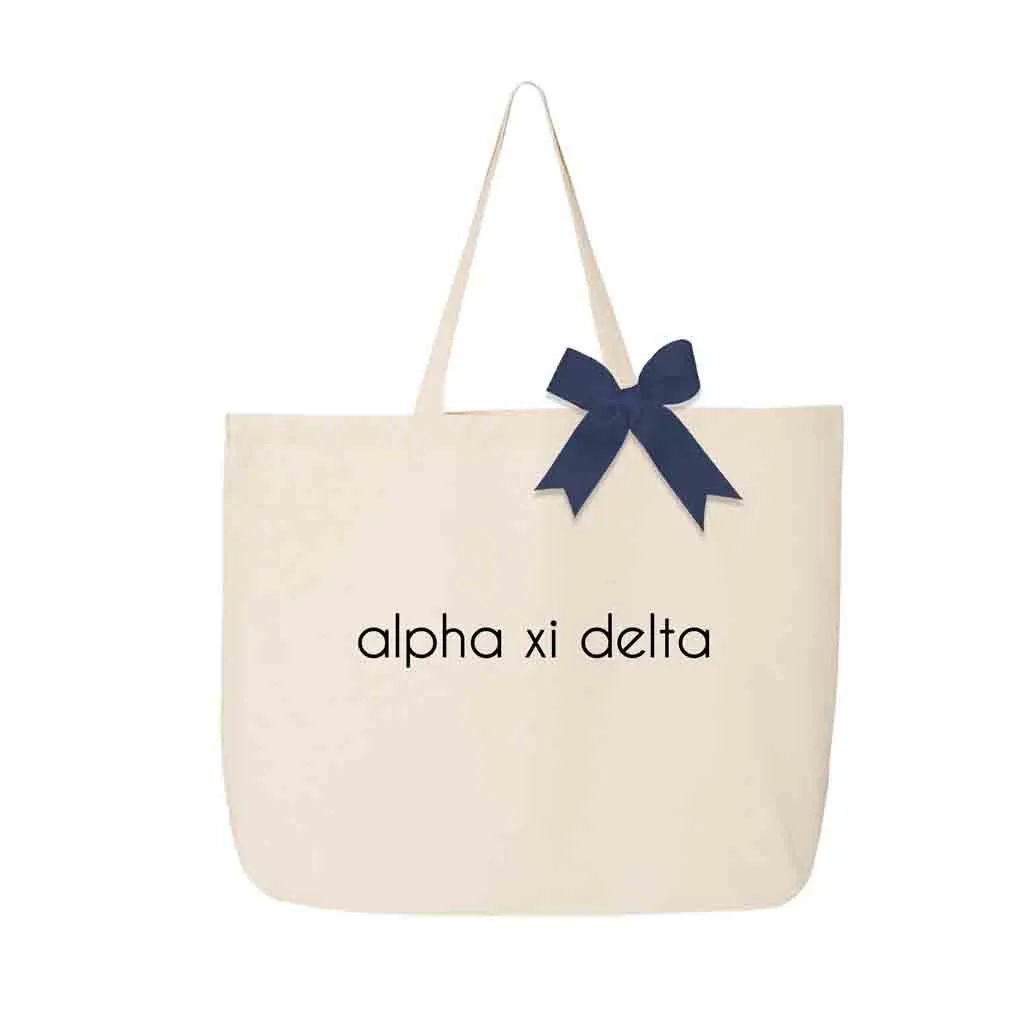 Alpha Xi Delta Tote Bag with Bow in Sorority Color