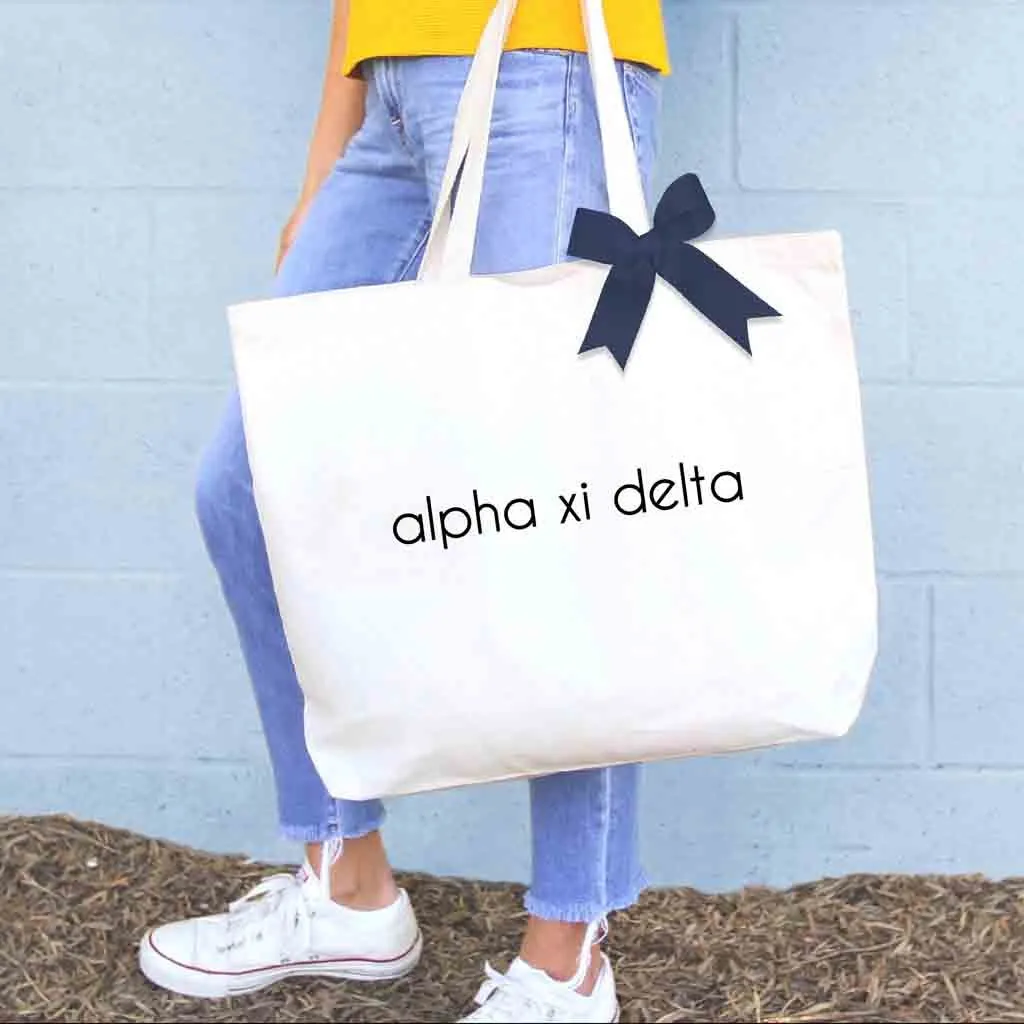 Alpha Xi Delta Tote Bag with Bow in Sorority Color