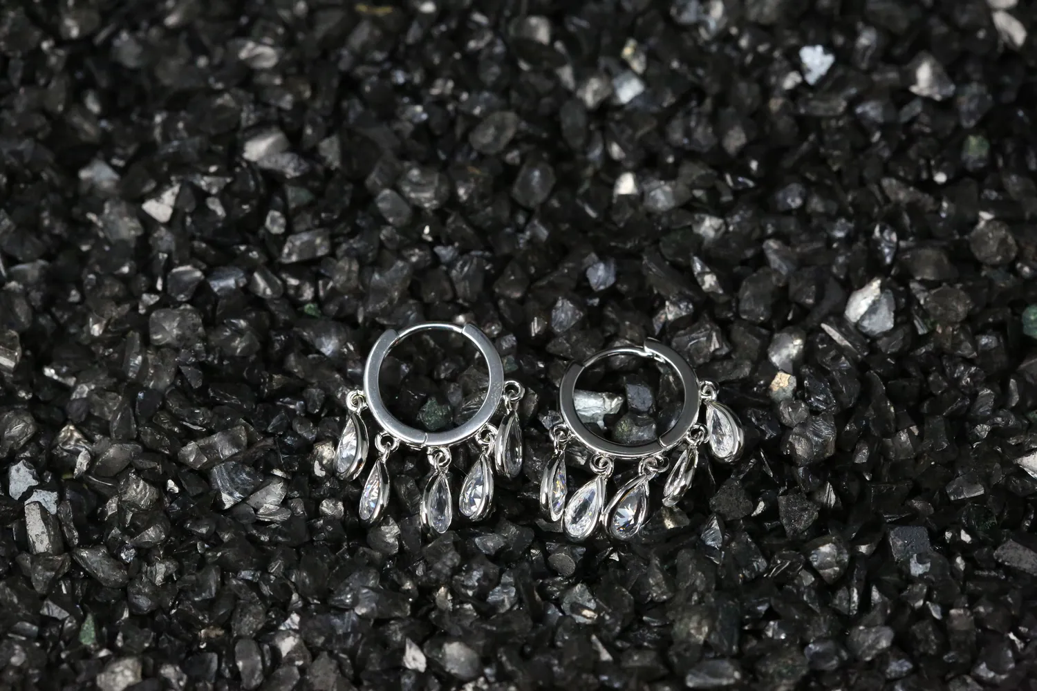 Anita Dancing Earrings with American Diamond Drops