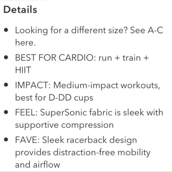 Athleta Ultimate Bra Black Medium A-C MSRP $49 FPS032