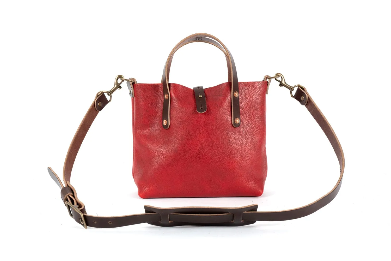 AVERY LEATHER TOTE BAG - MINI CROSSBODY - CRANBERRY