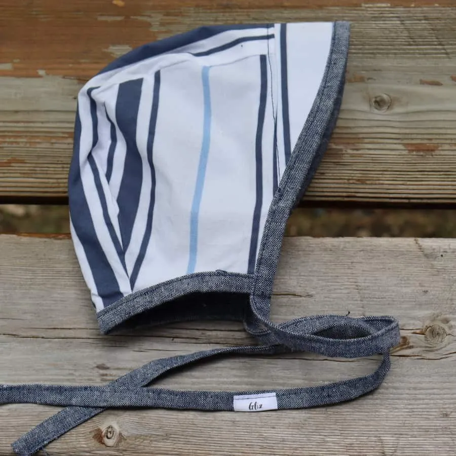 Baby Bonnet - Prairie Denim and Blue Stripes