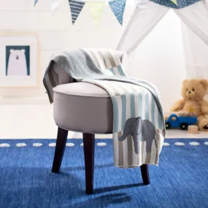 Baby Throw - Beige/Teal 32" X 40" Blue Animal Print Neutral Animals