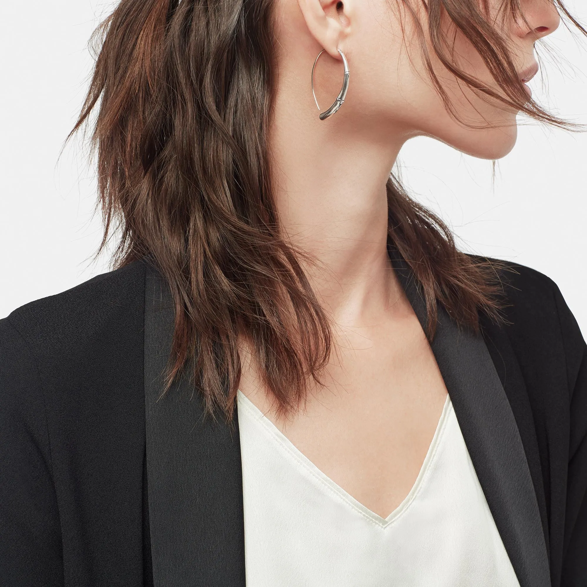 Bamboo Large J Hoop Earring