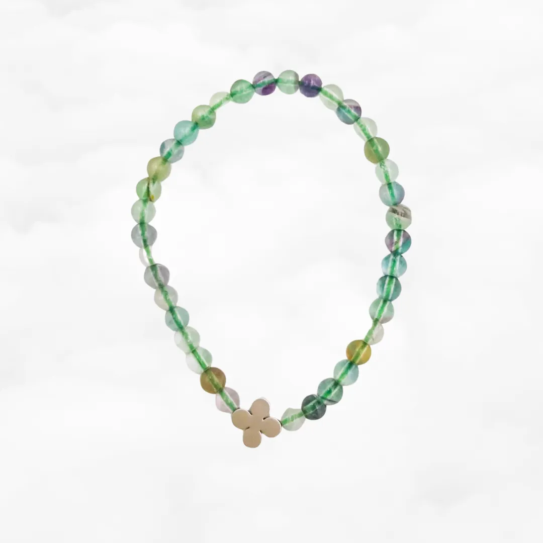 Beaded Clover Fluorite Bracelet