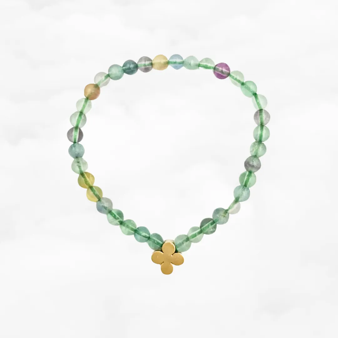 Beaded Clover Fluorite Bracelet