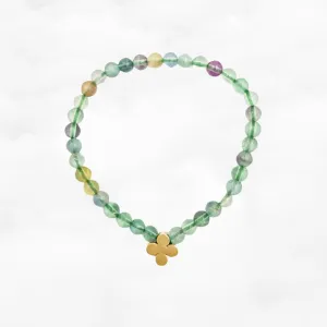 Beaded Clover Fluorite Bracelet