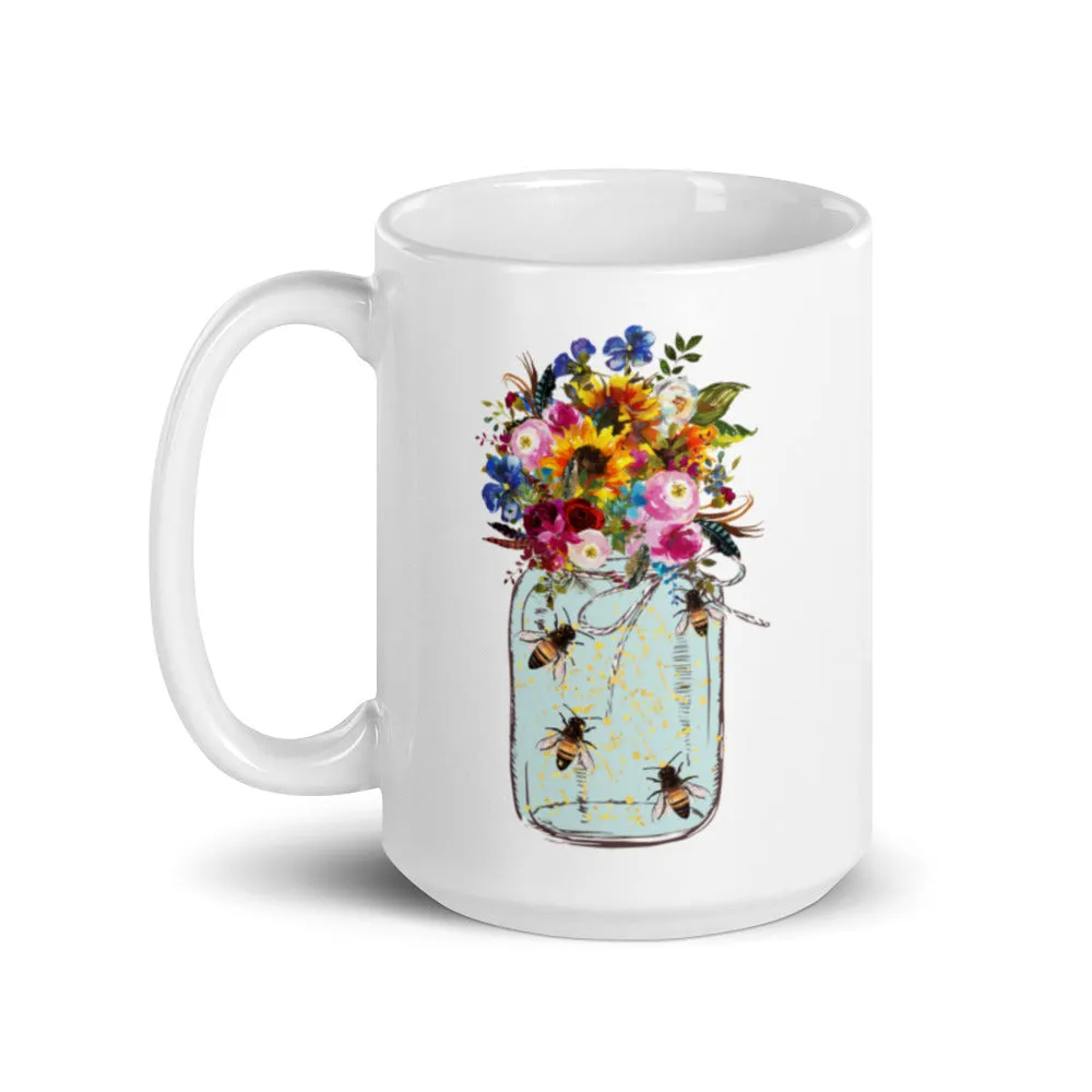 Bees in a Jar Ceramic Mug