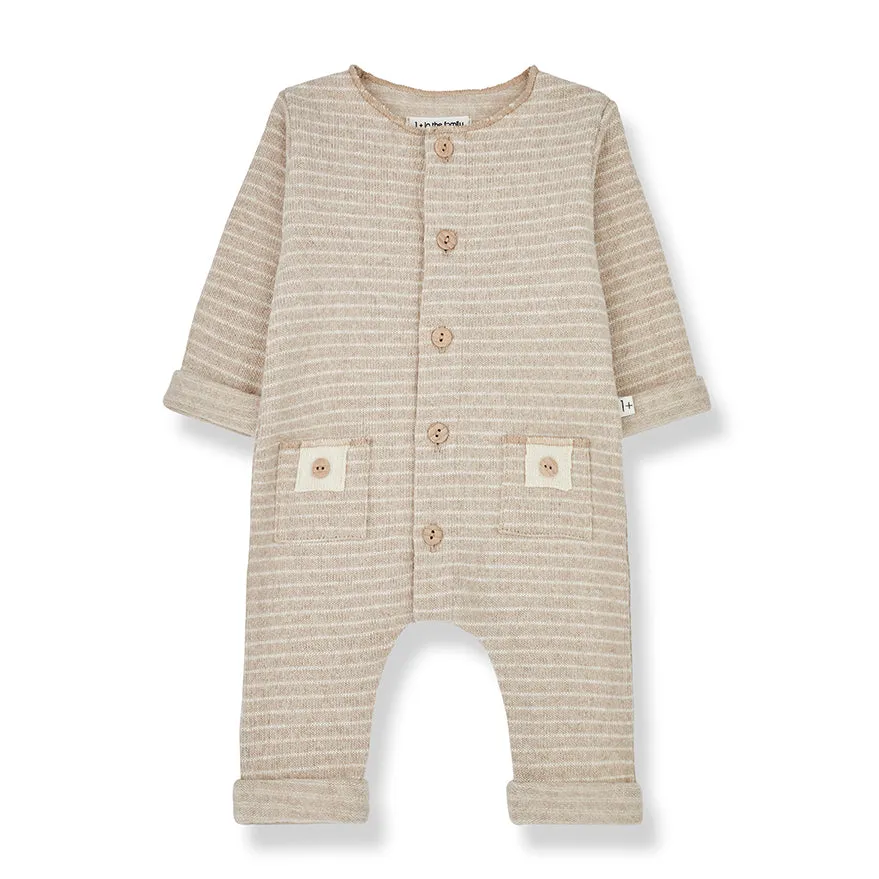 Beige Strip Romper | Neutral