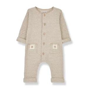 Beige Strip Romper | Neutral