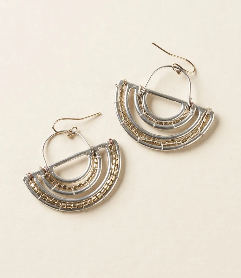 Bhavani Beaded Medallion Drop Earrings - Silver, Gold