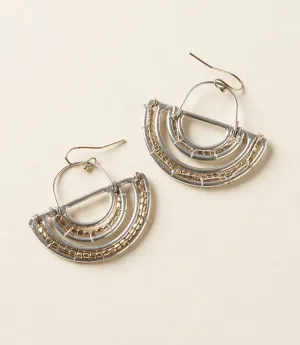 Bhavani Beaded Medallion Drop Earrings - Silver, Gold