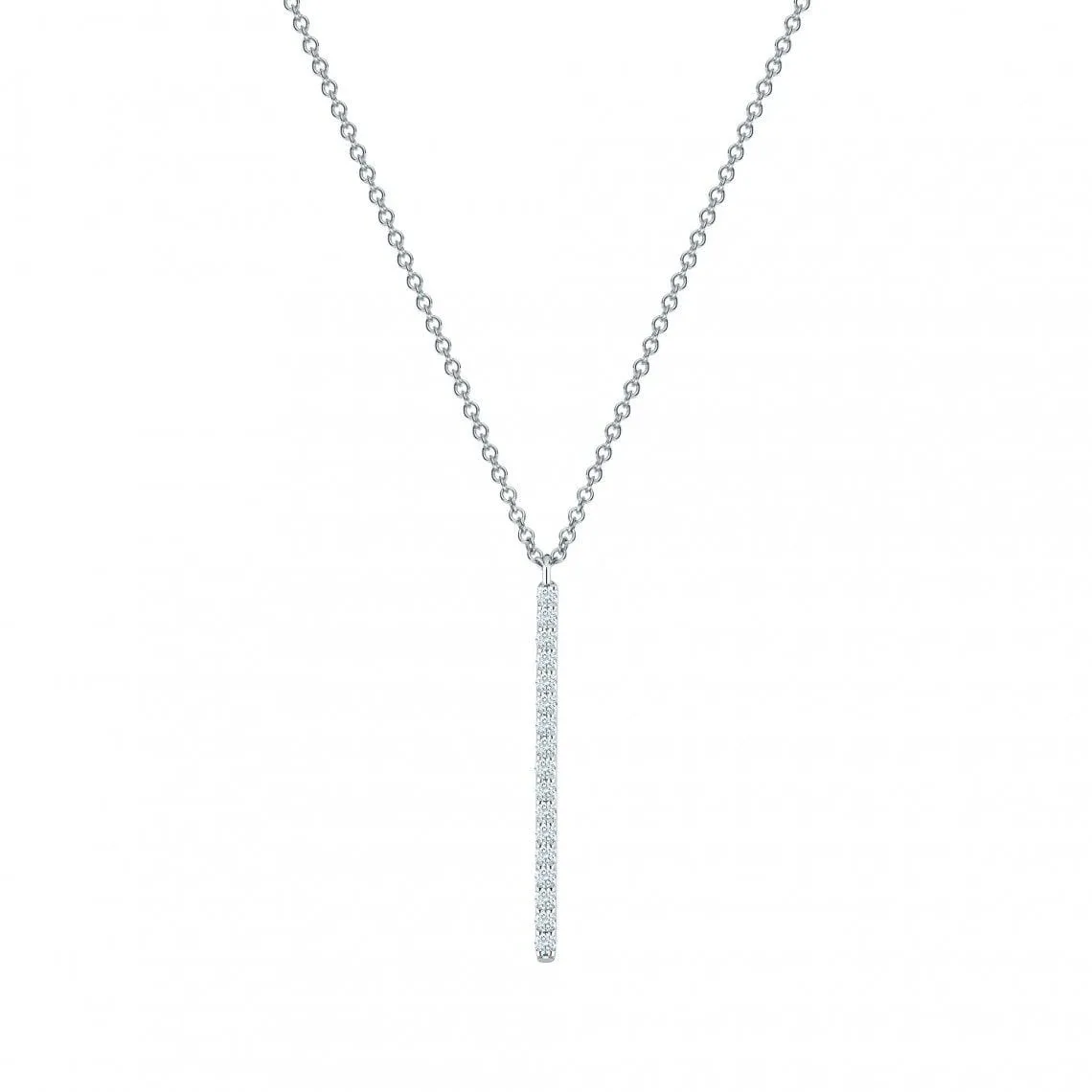 Birks White Gold and Diamond Vertical Diamond Bar Necklace