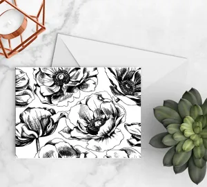 Black and White Poppy Notecards