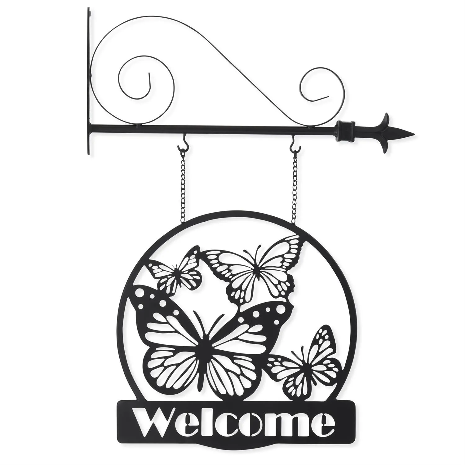 Black Metal Cutout Butterfly Welcome Arrow Replacement Sign