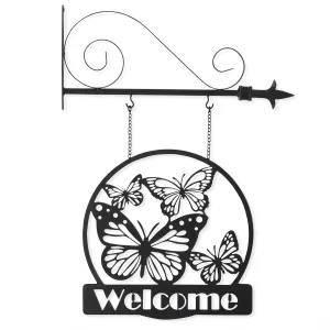 Black Metal Cutout Butterfly Welcome Arrow Replacement Sign