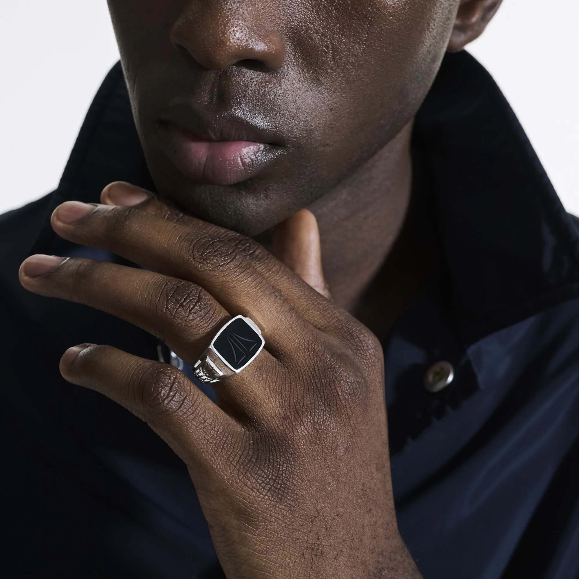 Black Onyx Carved Signet Ring