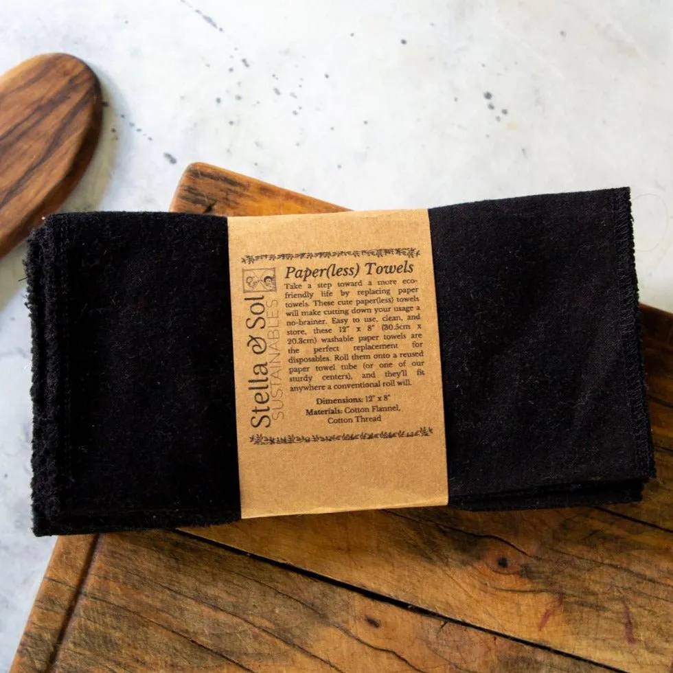 Black Washable Paper(less) Towels Refill Pack, Set of 10
