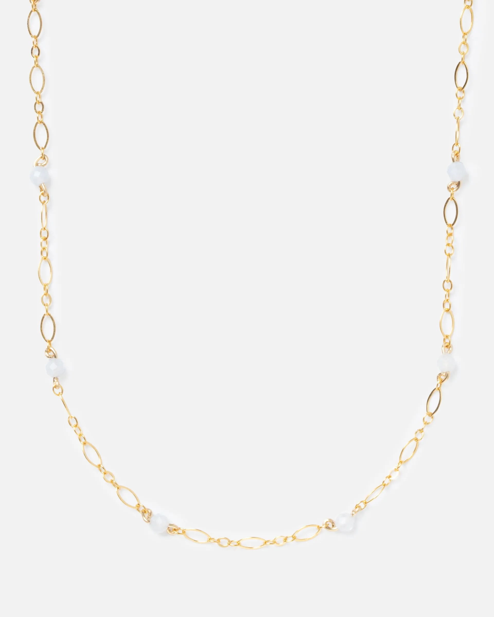 BLUE LACE AGATE BEADED 14K GOLD FILLED FANCY CHAIN