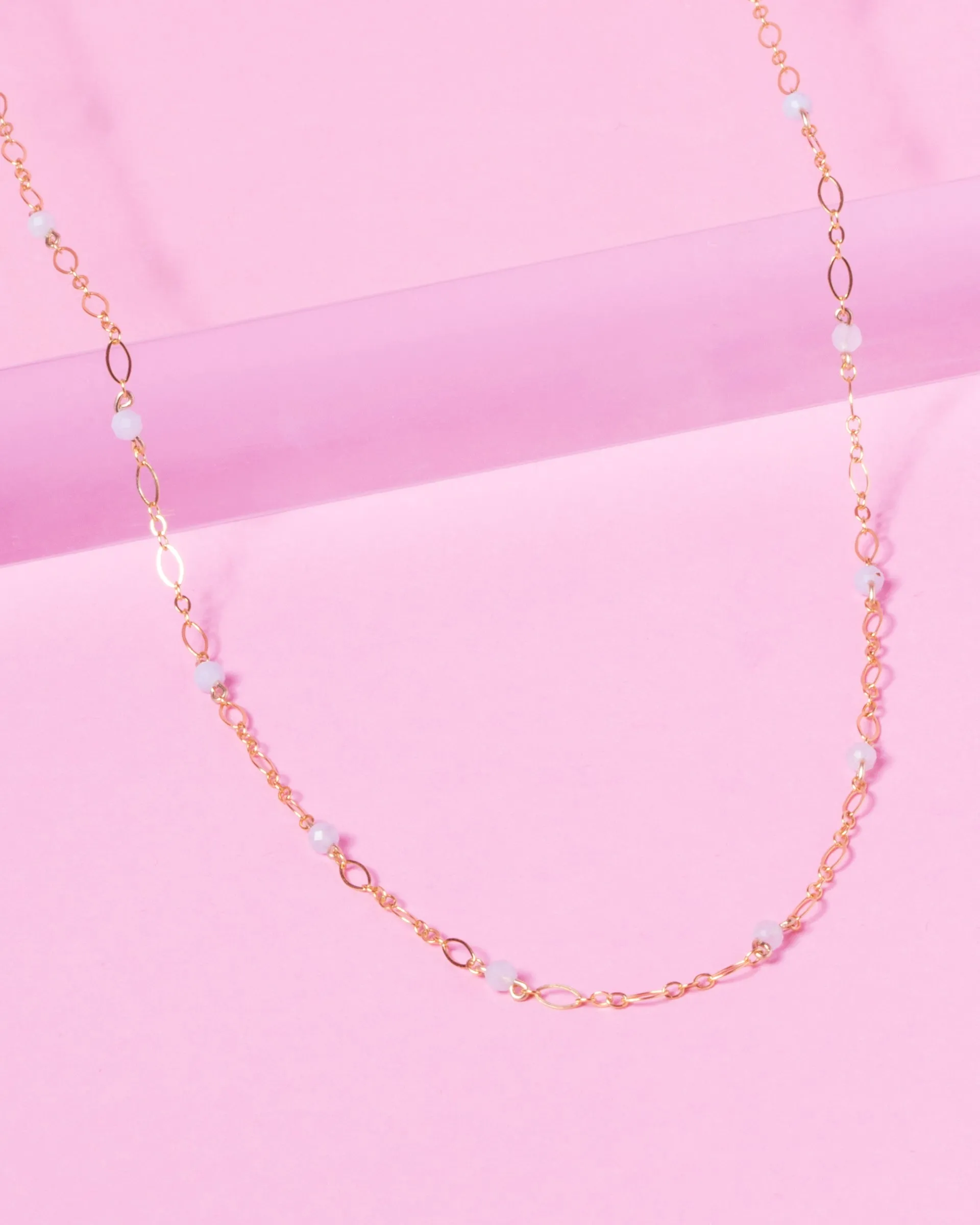 BLUE LACE AGATE BEADED 14K GOLD FILLED FANCY CHAIN