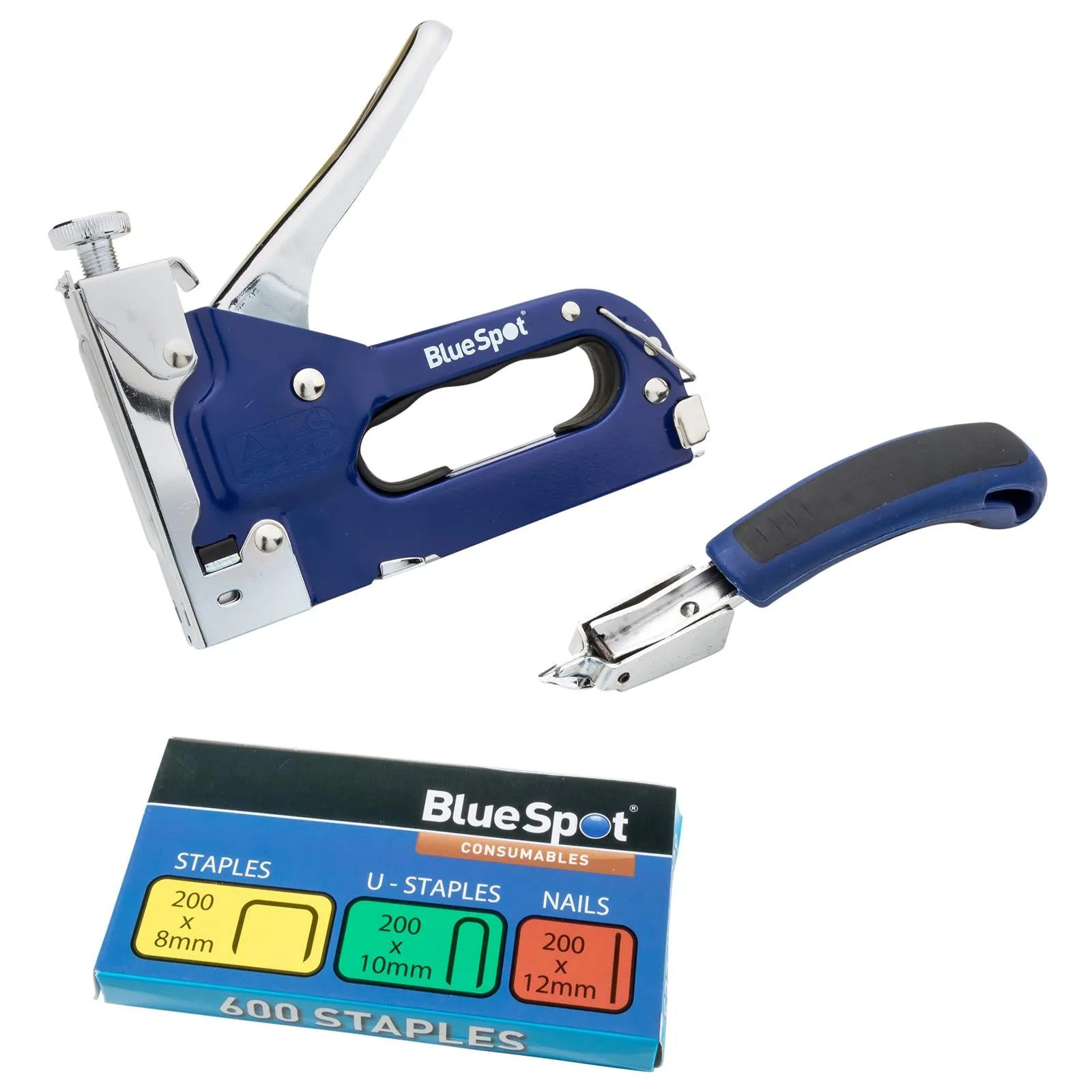 BlueSpot Staple Gun and Staple Remover Set Heavy Duty 3 Way