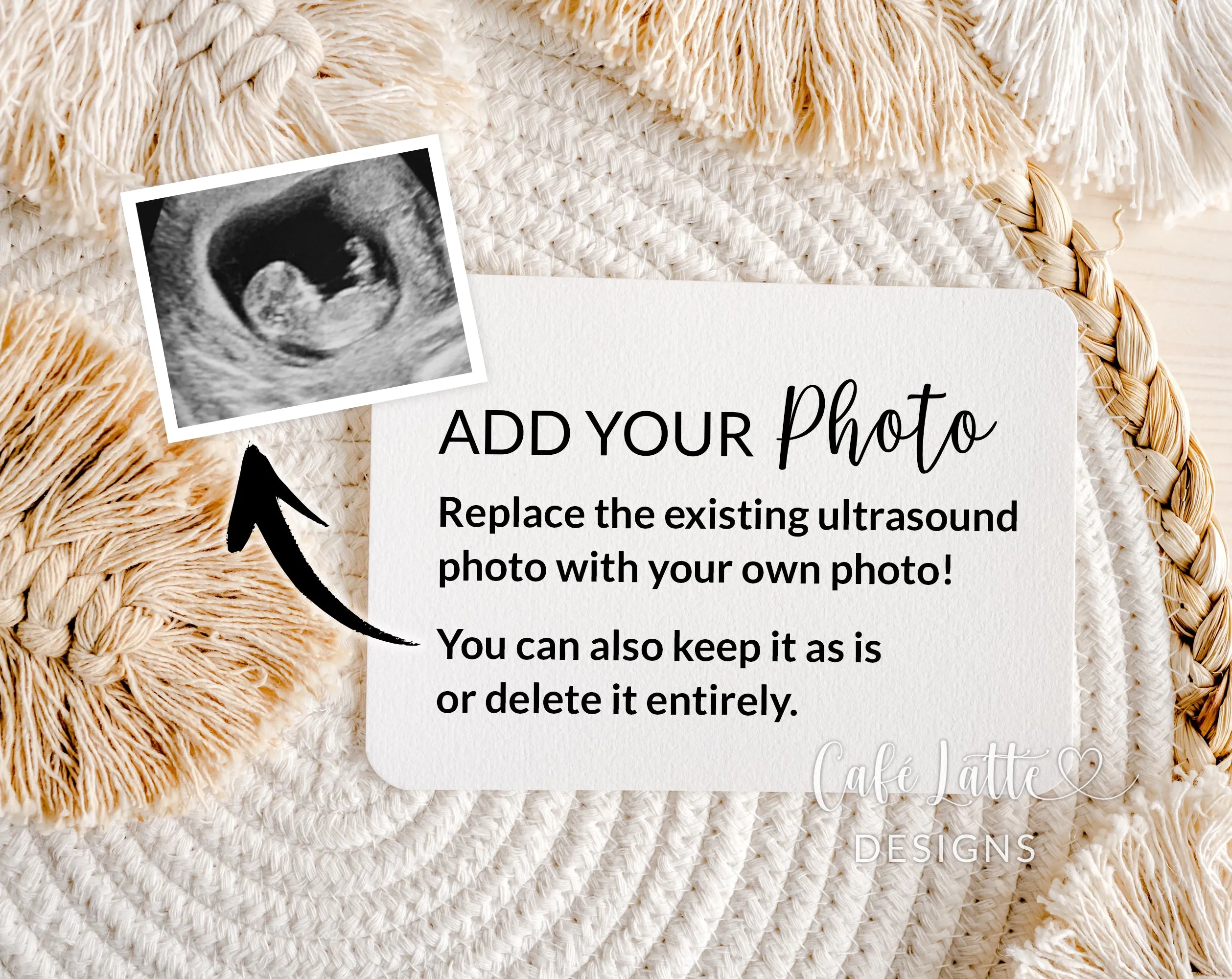 Boho Digital Pregnancy Announcement Template - Mama Lamb & Heart