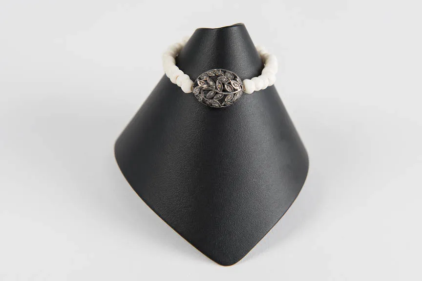 Bone with pave diamond bead