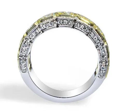 Breathtaking Totaling 5.39 ctw Radiant Cut Fancy Yellow Diamond Ring