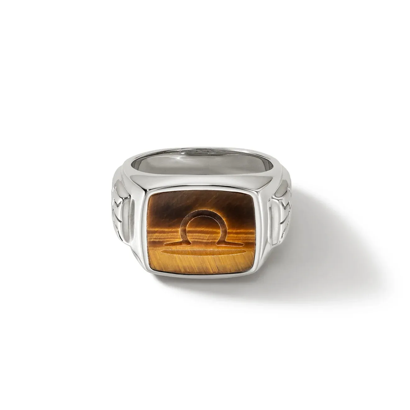 Brown Tiger Eye Carved Signet Ring