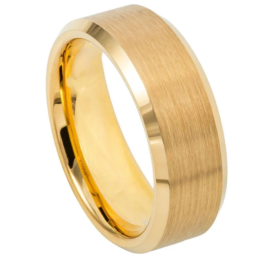 Brush Gold Plated Center & Shiny Beveled Edge - 8mm
