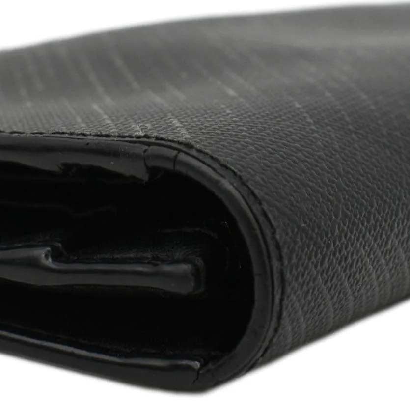 BURBERRY London Check Leather Zip Wallet Black
