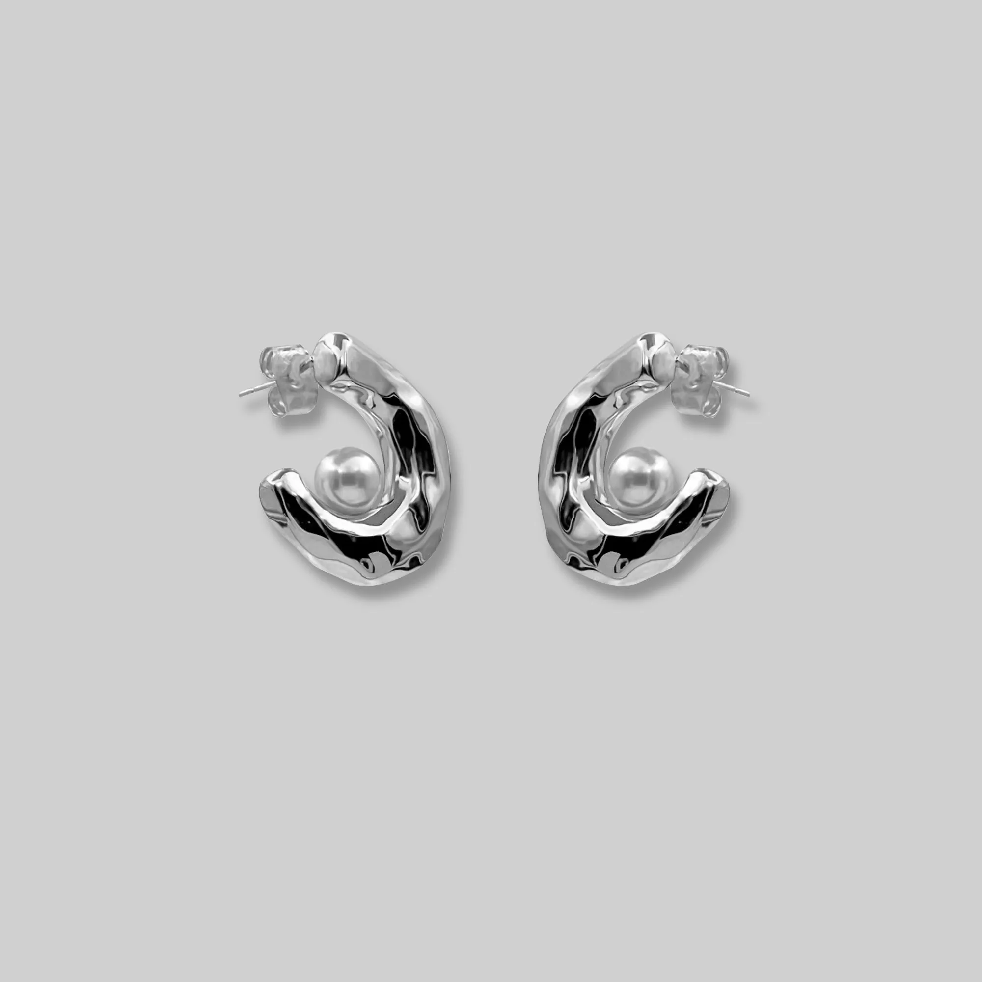 C-Shaped Pearl Earrings