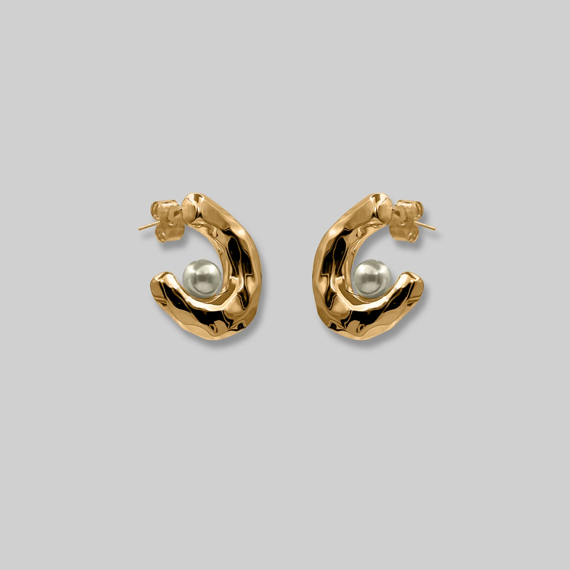 C-Shaped Pearl Earrings