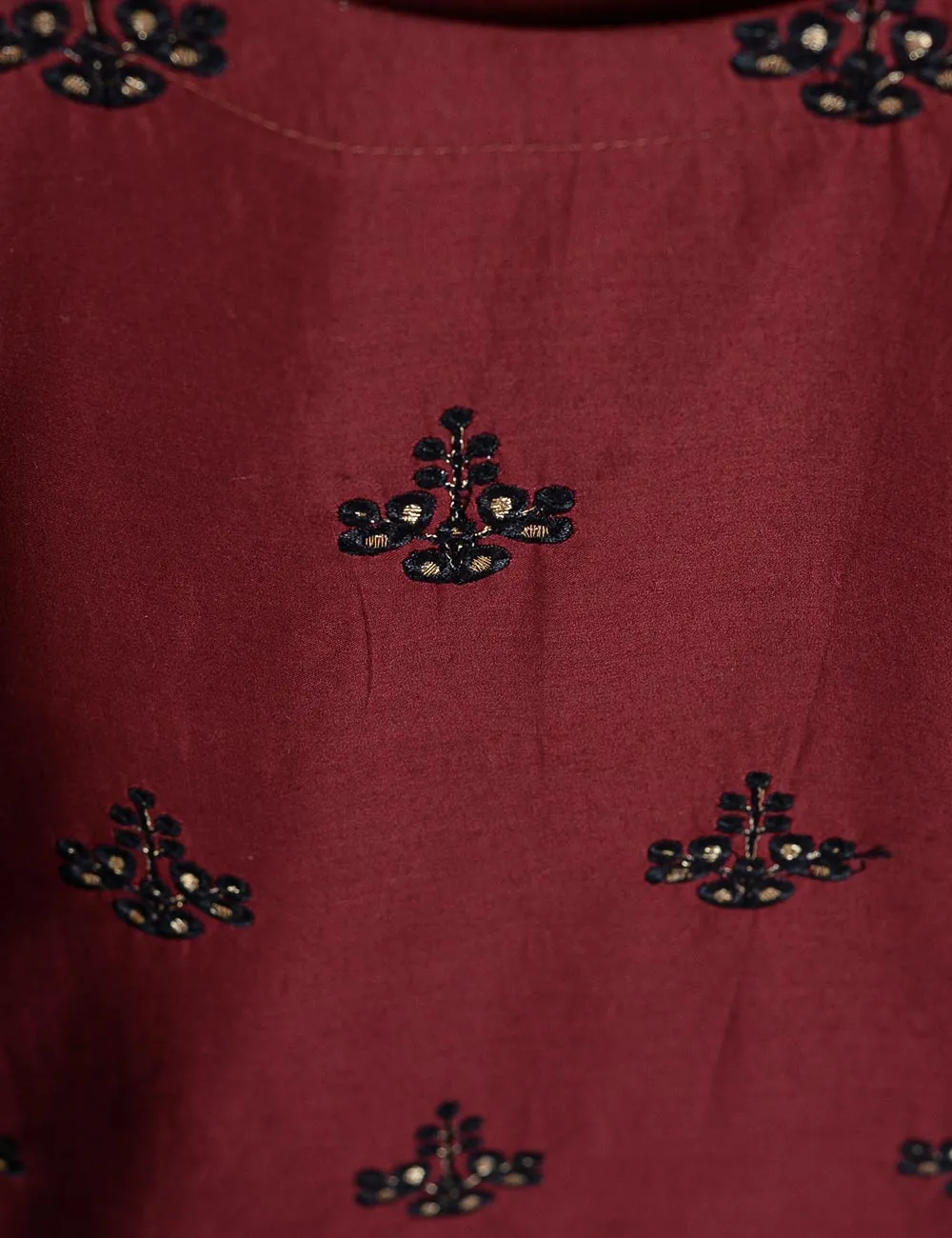 Cambric Embroidered Kurti - Glimps - T20-006-Red