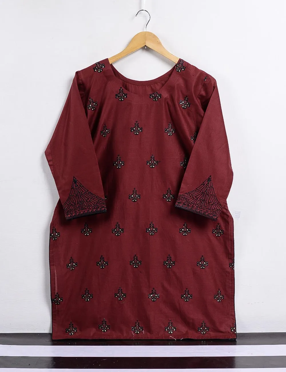 Cambric Embroidered Kurti - Glimps - T20-006-Red