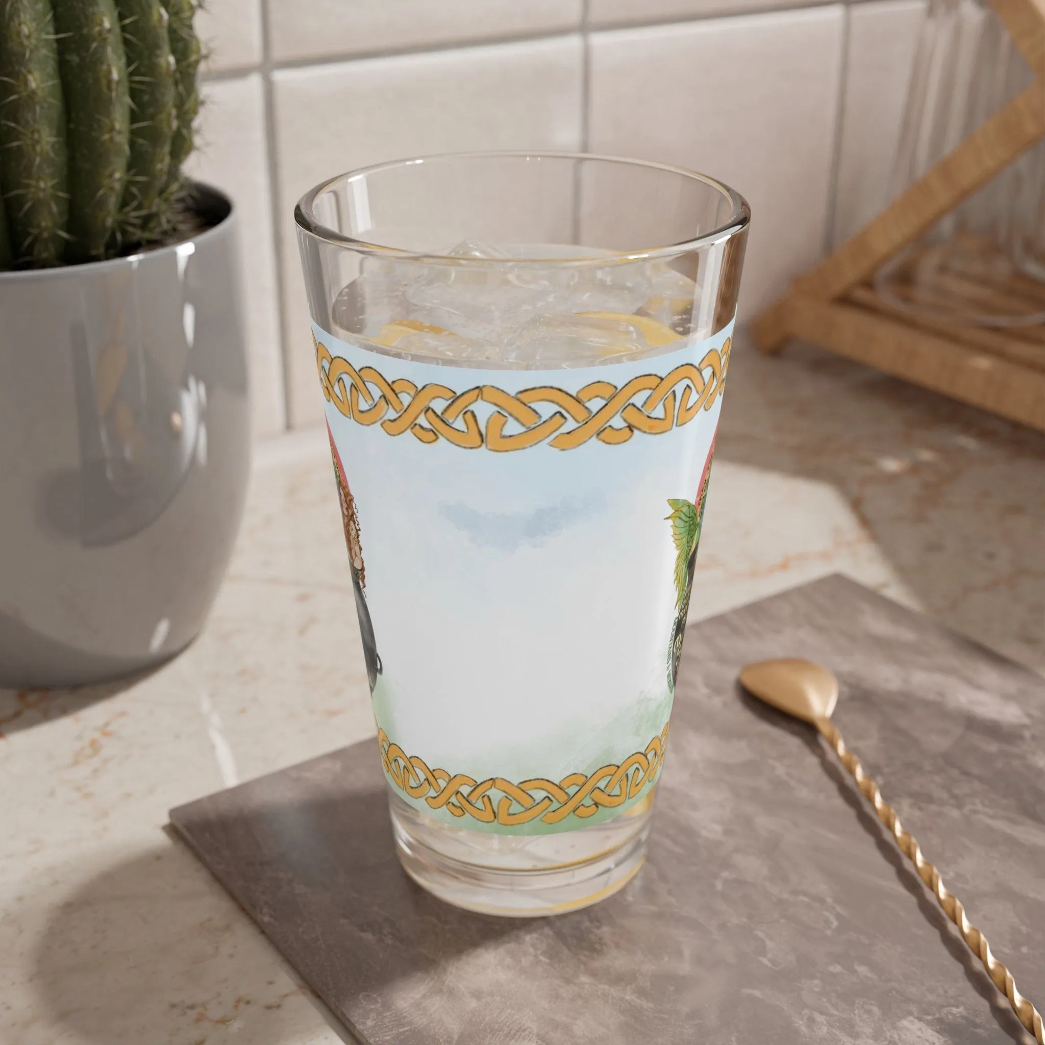 Celtic Knot Mermaid Pint Glass, 16oz