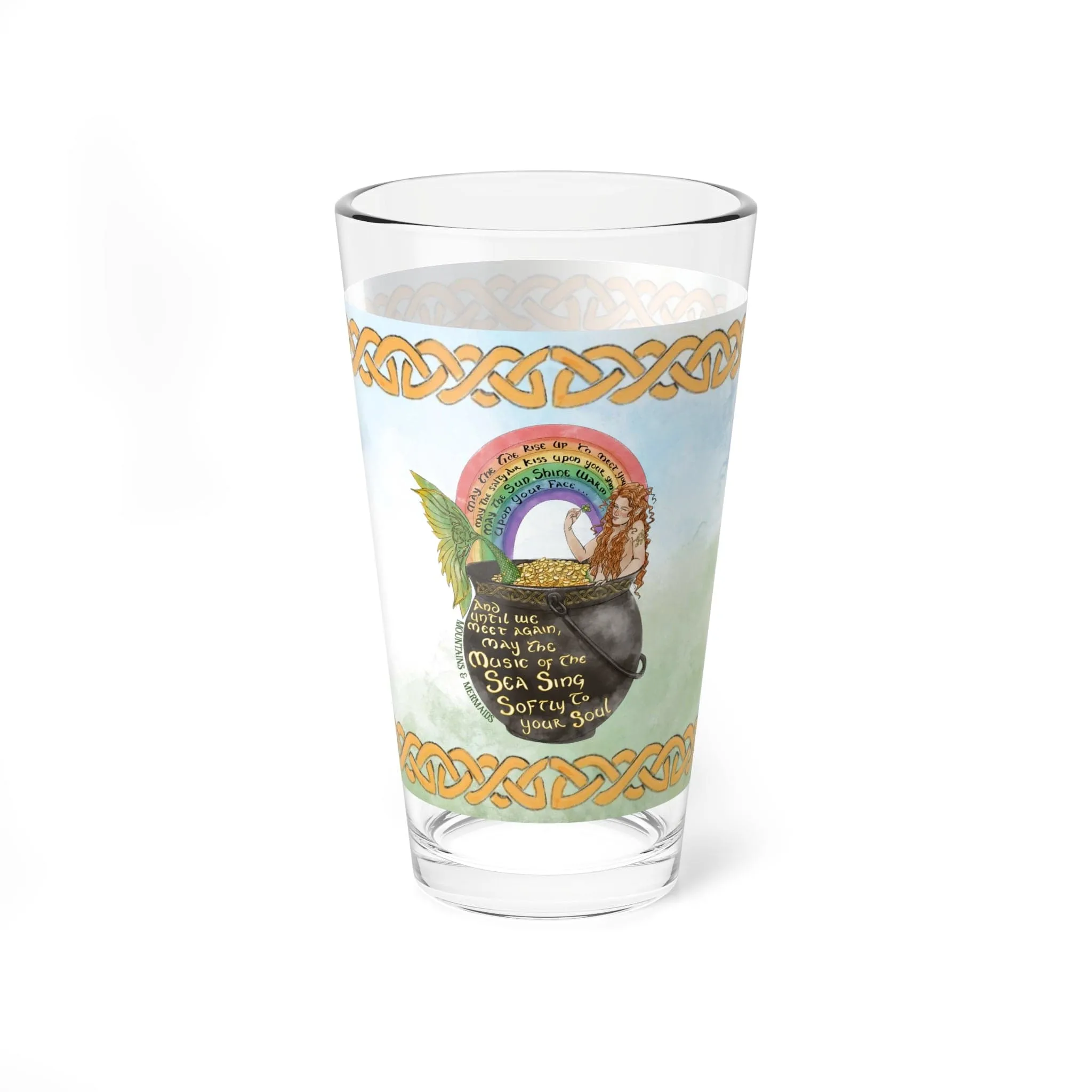 Celtic Knot Mermaid Pint Glass, 16oz