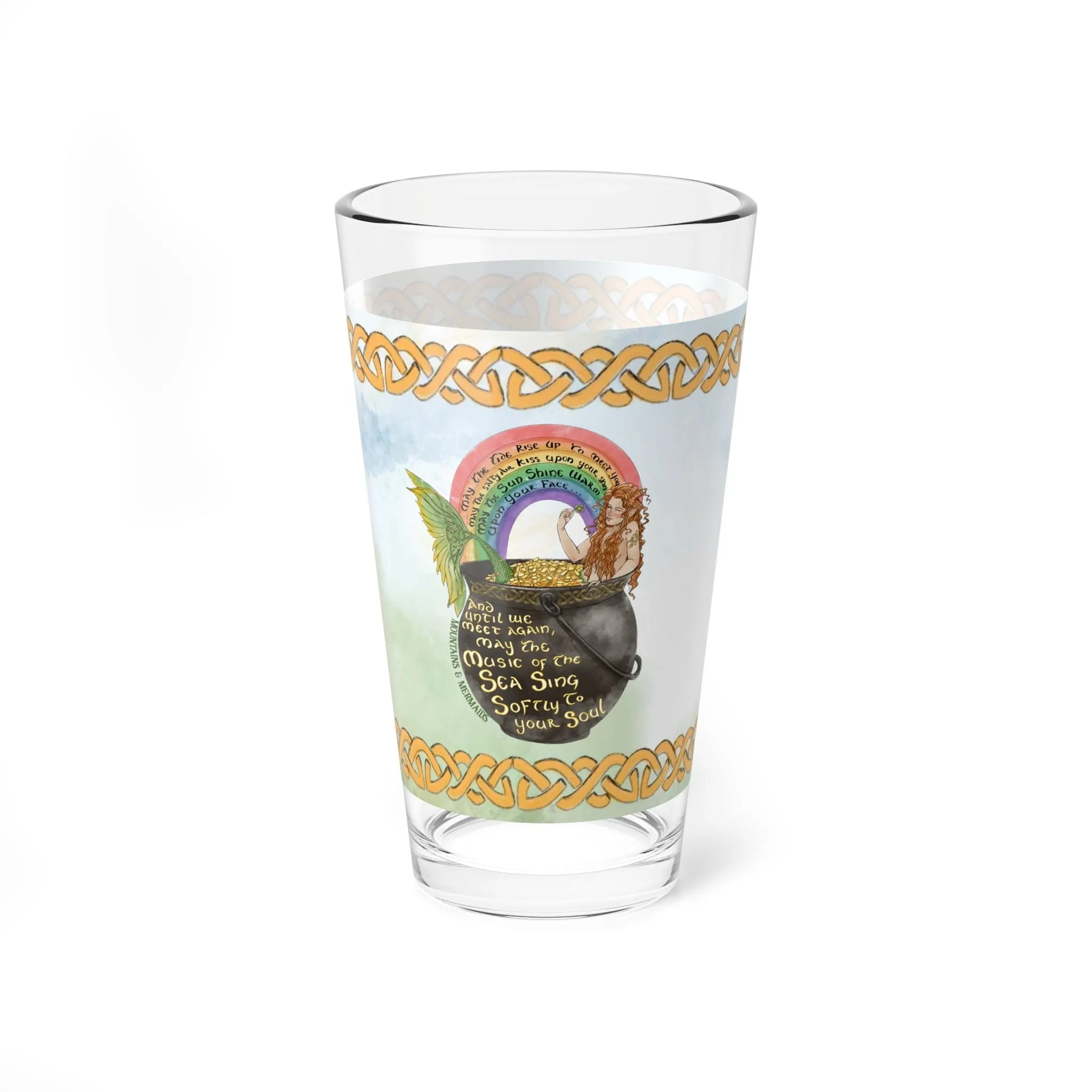Celtic Knot Mermaid Pint Glass, 16oz