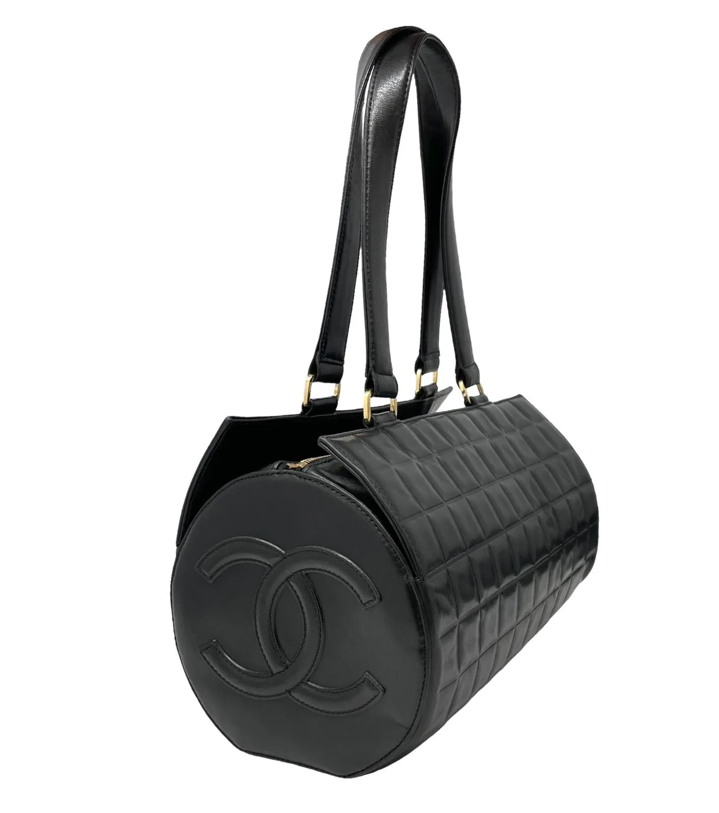 Chanel Black Logo Barrel Bag