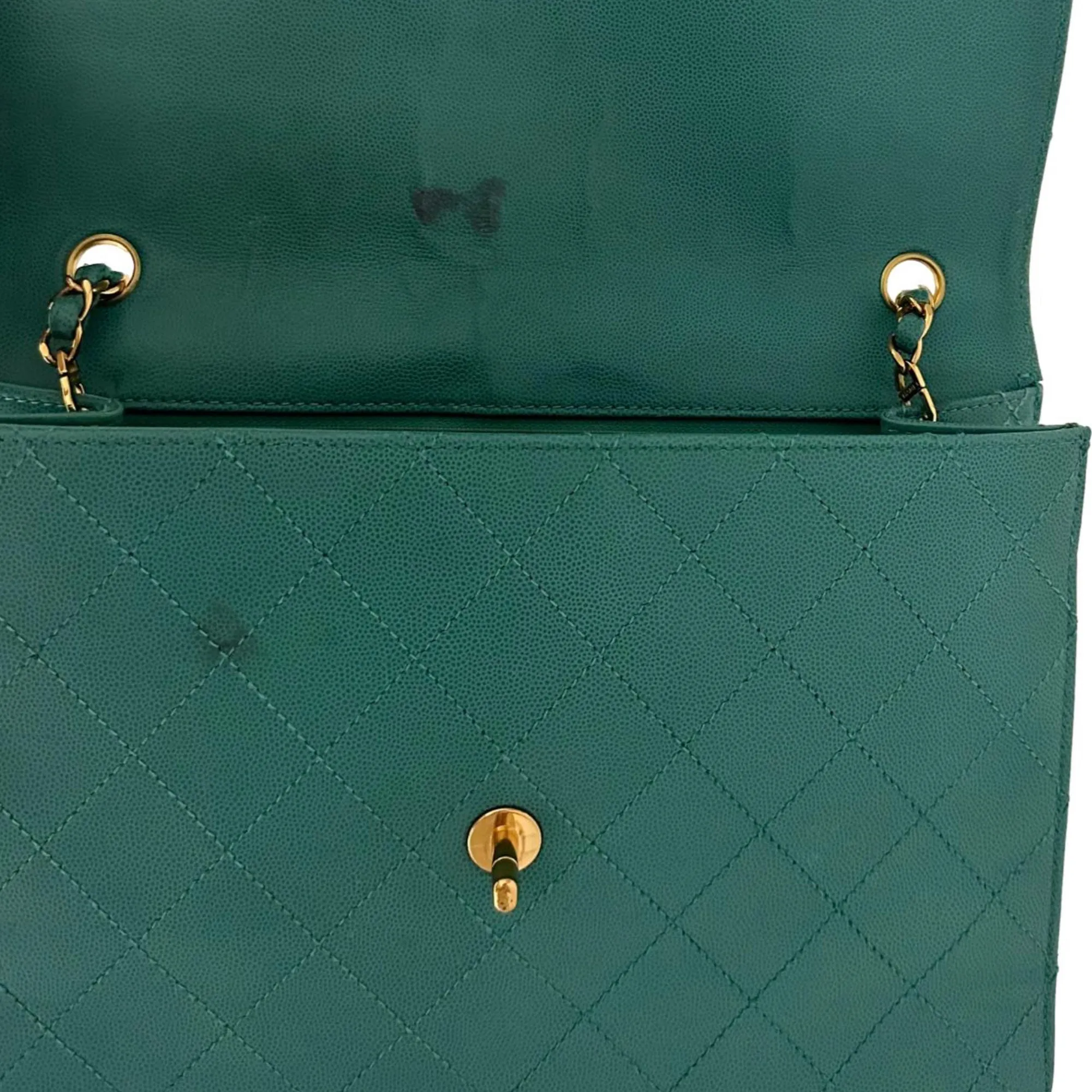 Chanel Turquoise Caviar Jumbo Flap Bag