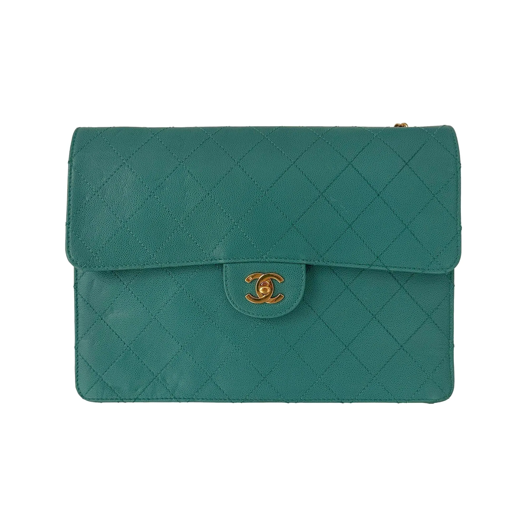 Chanel Turquoise Caviar Jumbo Flap Bag