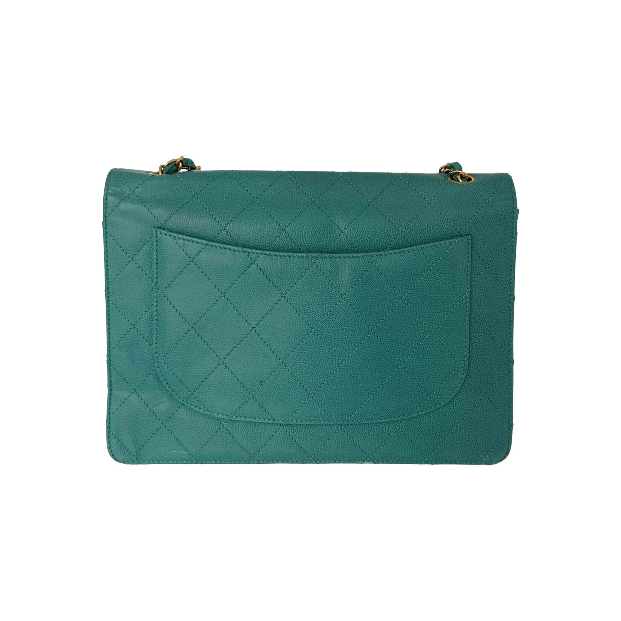 Chanel Turquoise Caviar Jumbo Flap Bag