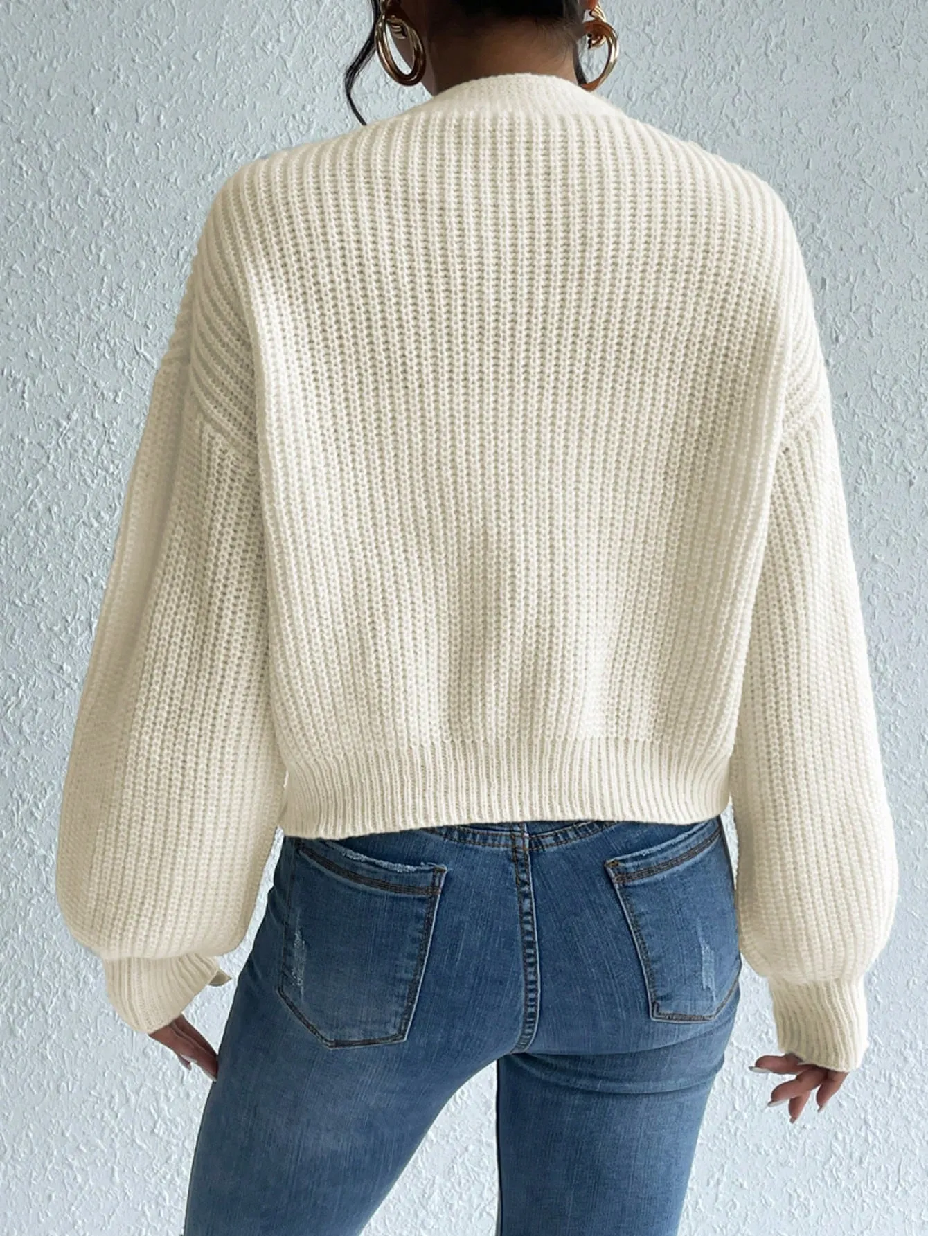 Chaqueta de Punto con Cuello en V para Mujeres