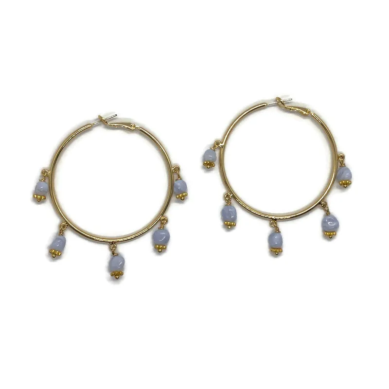 Charm Hoops - Blue Lace Agate