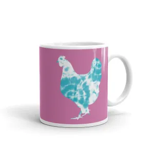 Chicken Silhouette Tie Dye Blue Mug