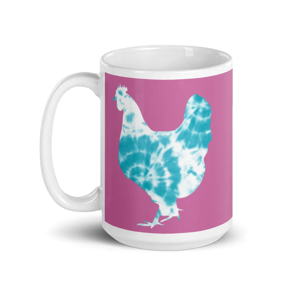 Chicken Silhouette Tie Dye Blue Mug